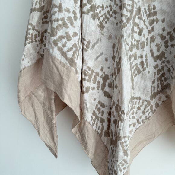 Elena Baldi 100% Linen Poncho Caftan One Size Made In Italy Lagenlook Boho Tan - Picture 5 of 9